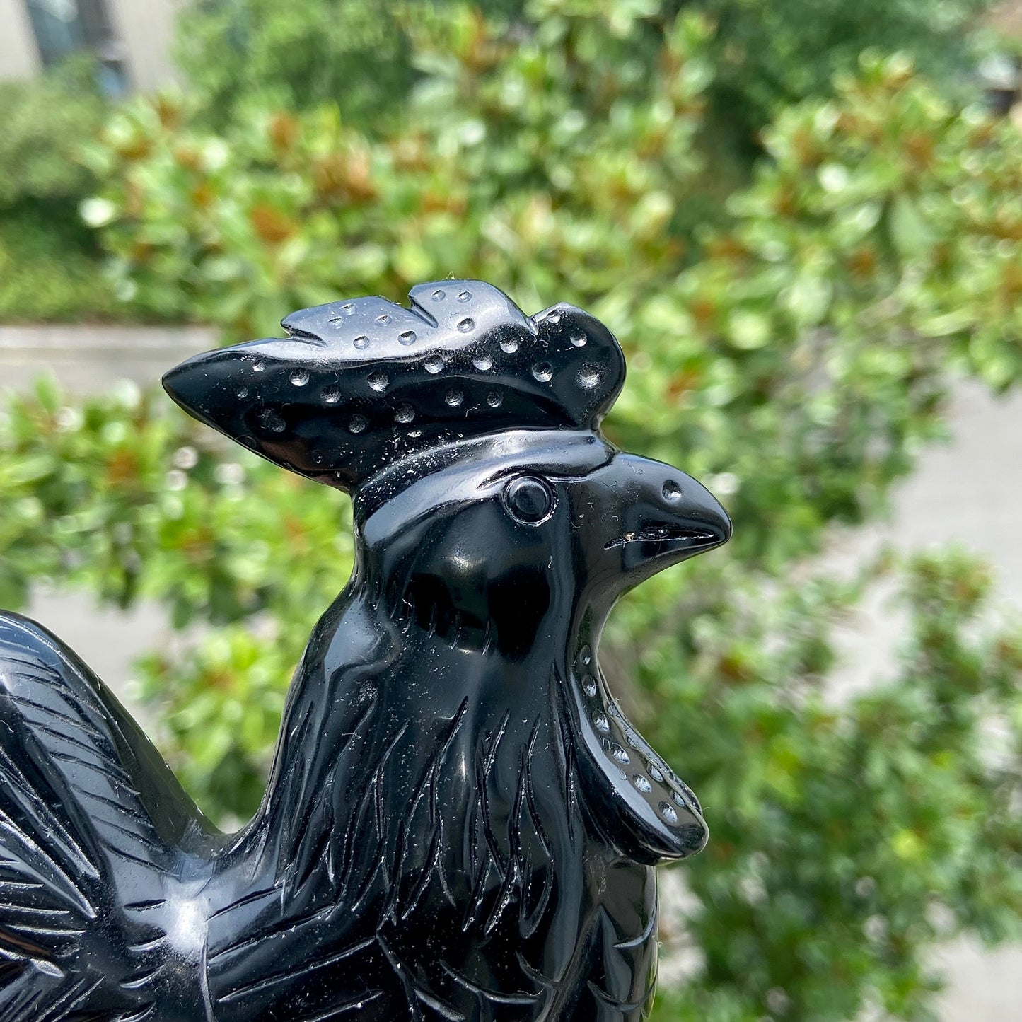 Hand Carved Obsidian Rooster Ousewarming Gift Figurine Animal Spirit Totem Reiki Gemstone