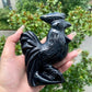 Hand Carved Obsidian Rooster Ousewarming Gift Figurine Animal Spirit Totem Reiki Gemstone