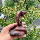 Red Obsidian Snake Statue Hand Carved Healing Crystal Gem Animal Statue