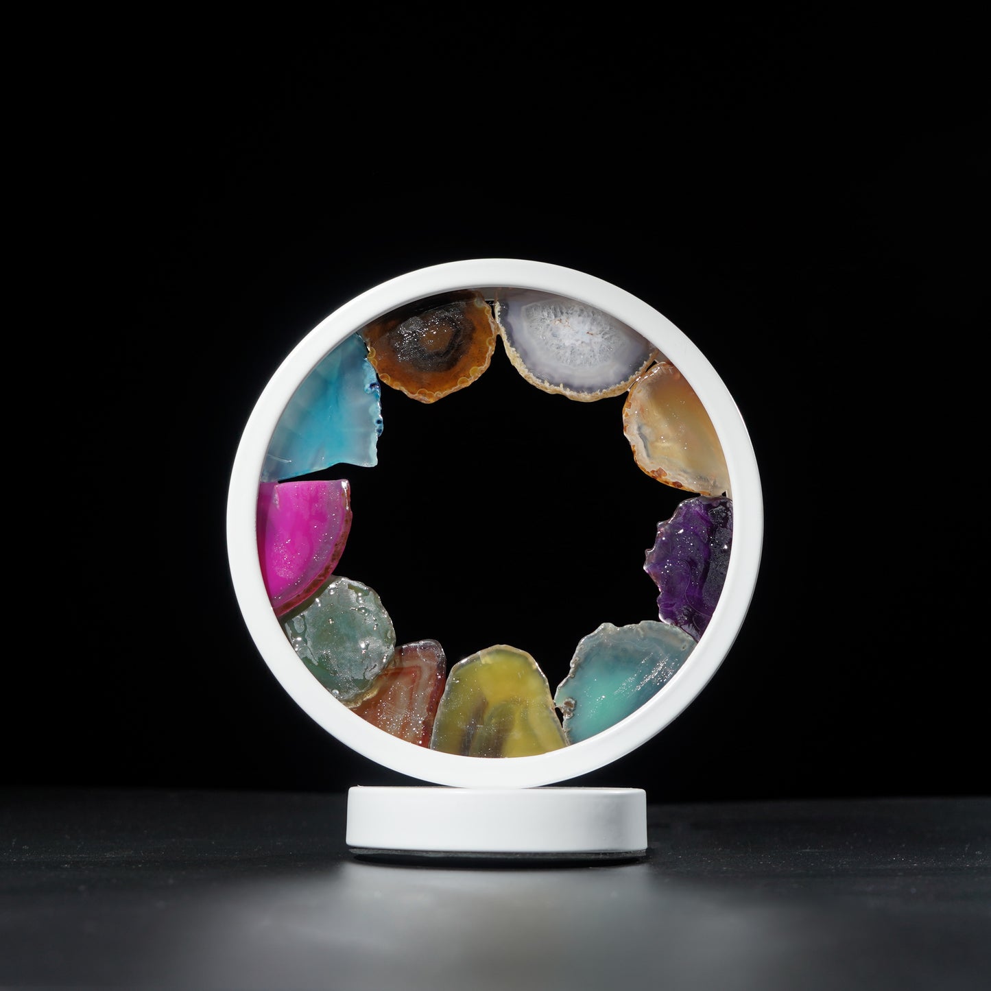 Round Agate slab lamp