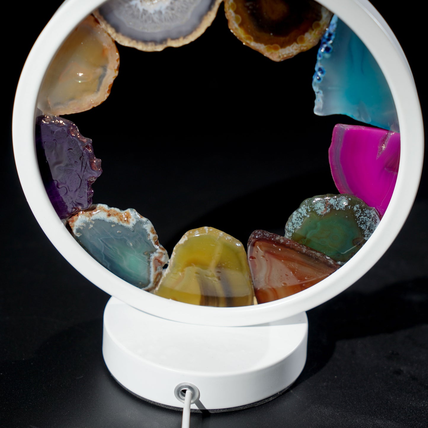 Round Agate slab lamp