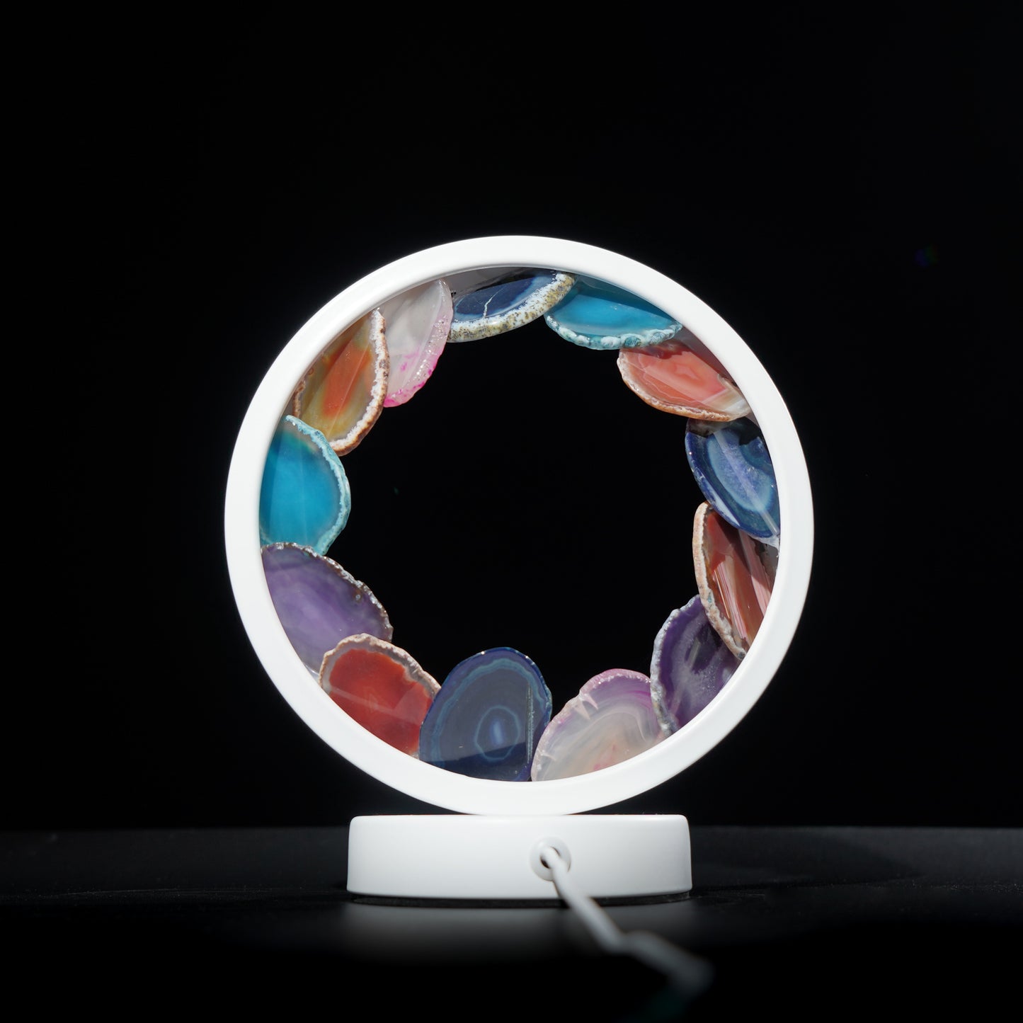 Round Agate slab lamp