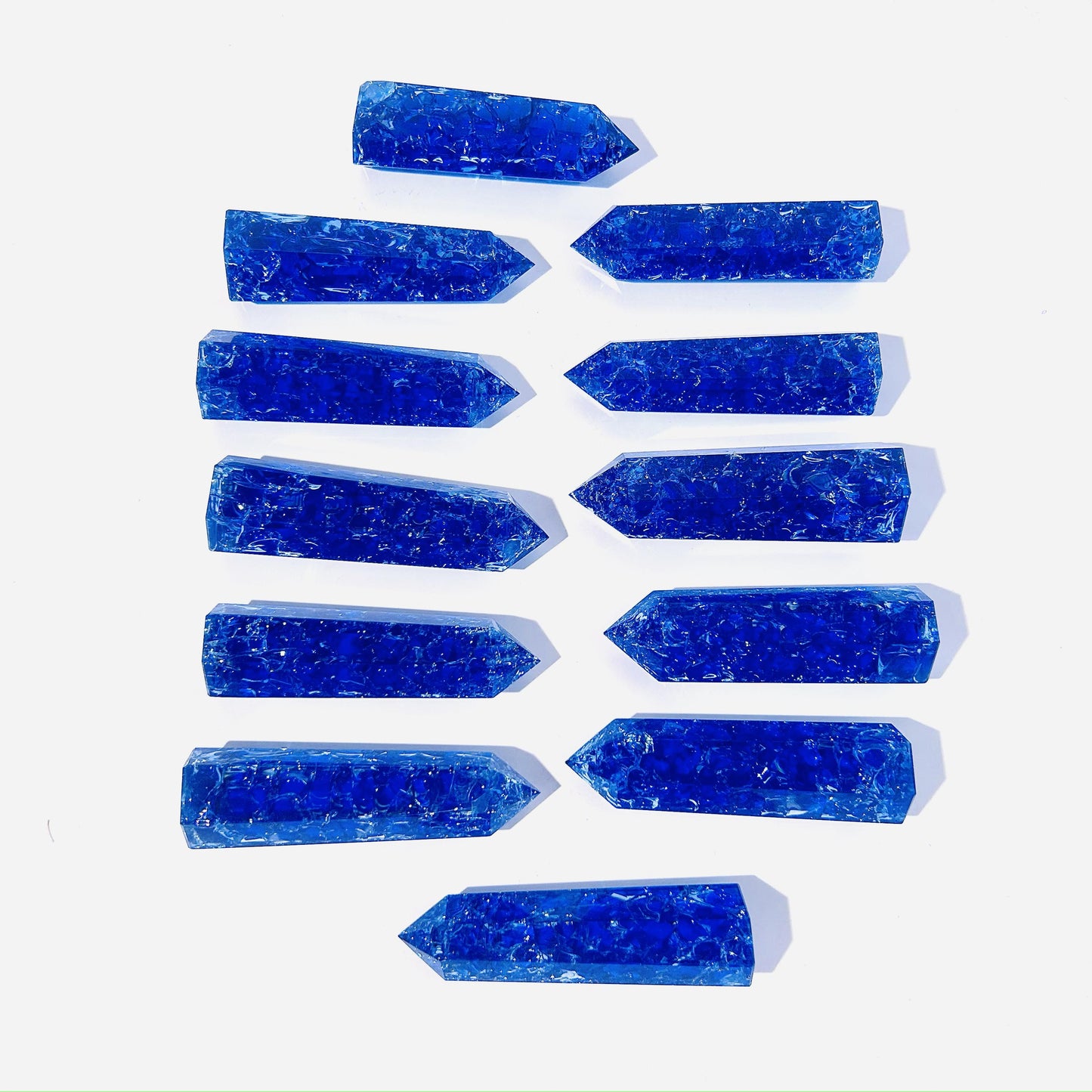 Blue Glass Crackle Crystal Single Point