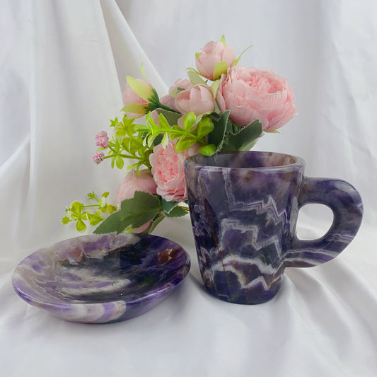 Dream amethyst hand-carved cups with base, mugs, coffee mugs, cocktail glasses, window decorations