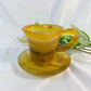 Yellow Fluorite Hand Carved Heart Shape Mug With A Cup Mat