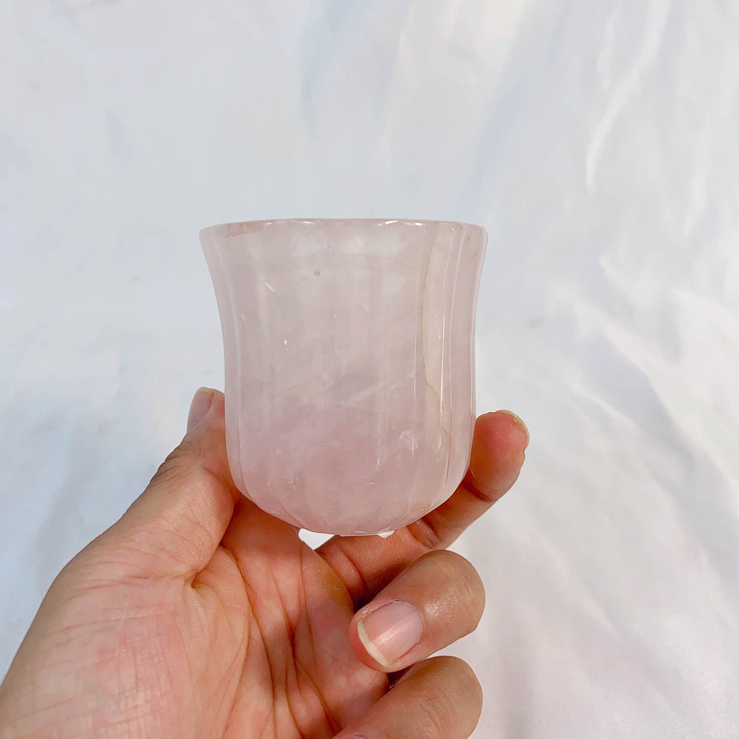 Rose Quartz Hand Carved Tea Cup