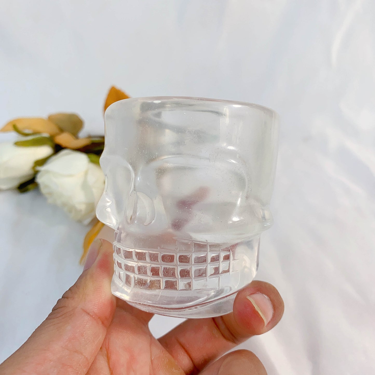 Smelting Quartz Cup With Skull Carving