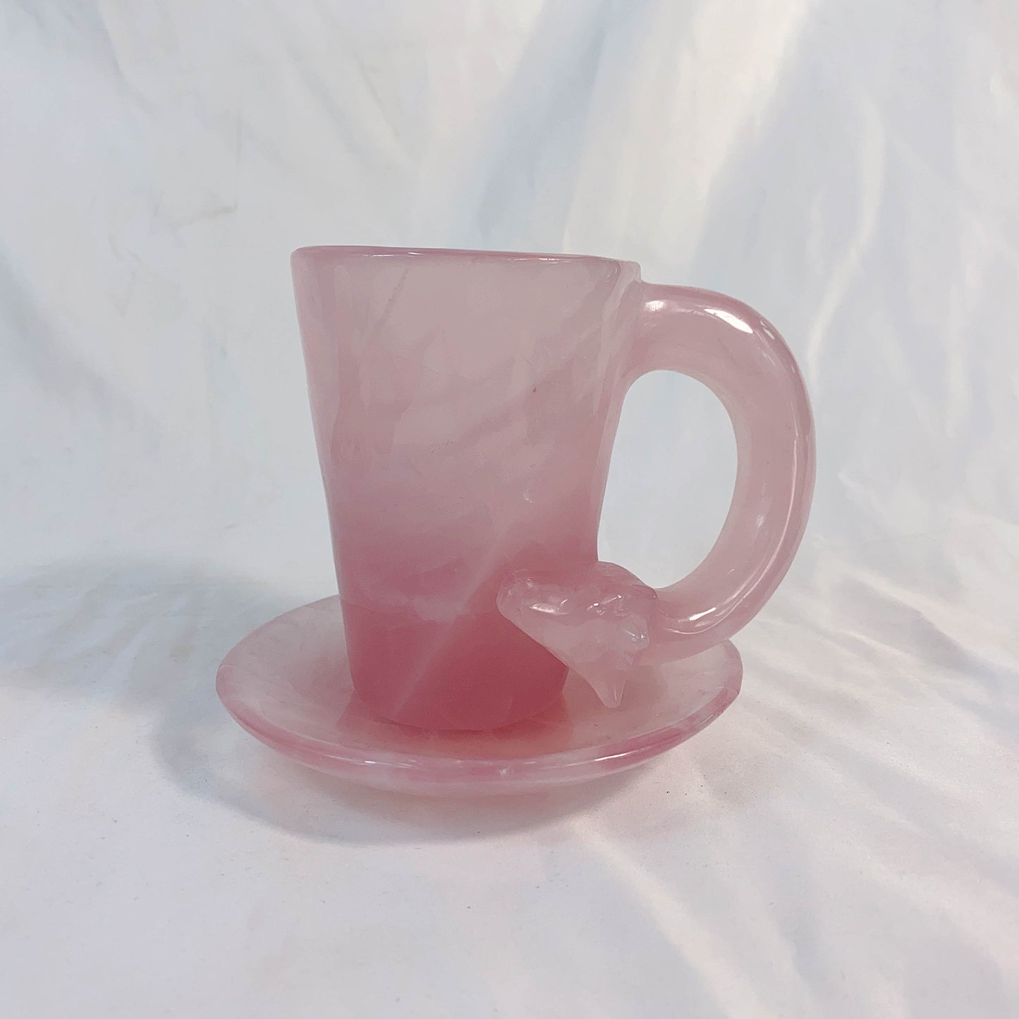 Rose Quartz Coffee Mug With Special Carving Handle