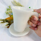 White Marble Jade Hand Carved Coffee Mug With A Cup Mat