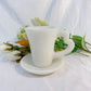 White Marble Jade Hand Carved Coffee Mug With A Cup Mat