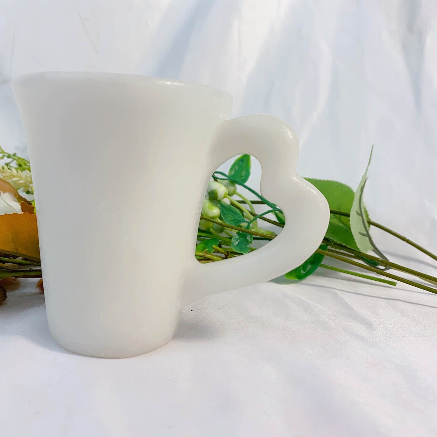 White Marble Jade Hand Carved Coffee Mug With A Cup Mat