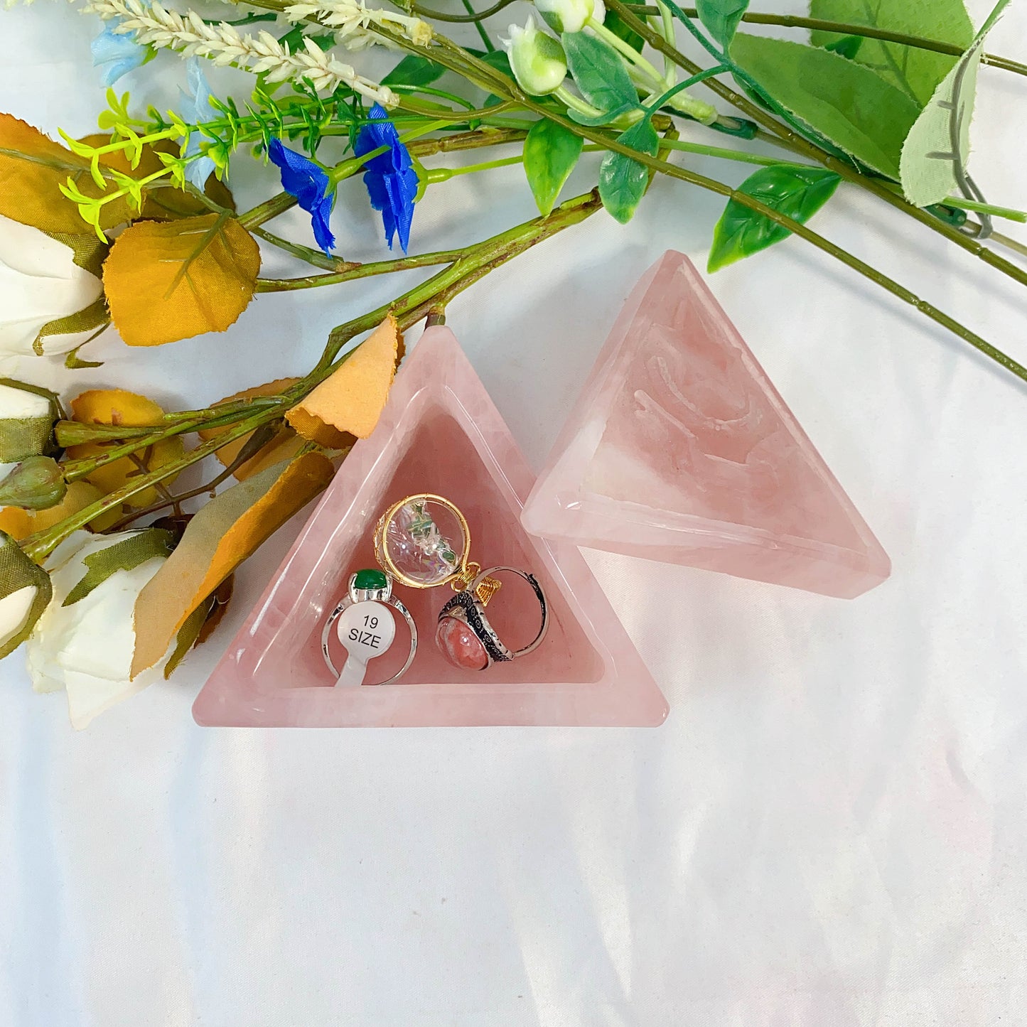 Mixed Materials Triangular Jewelry Box For Rings And Earrings