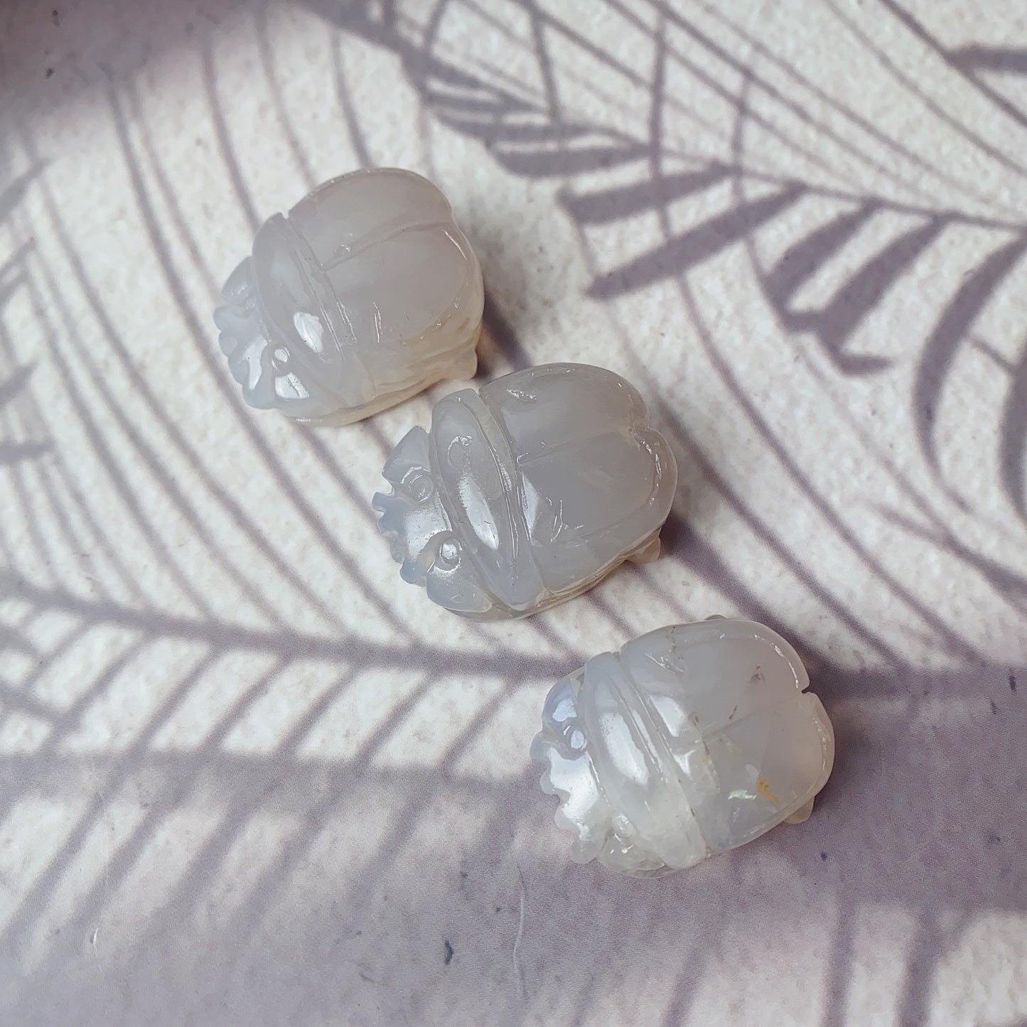 Blue rose quartz hand made beetles