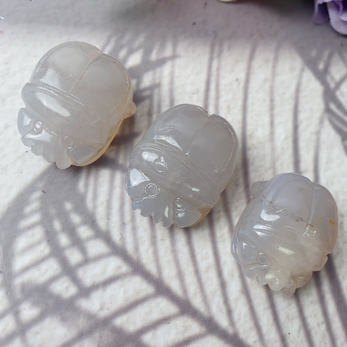 Blue rose quartz hand made beetles