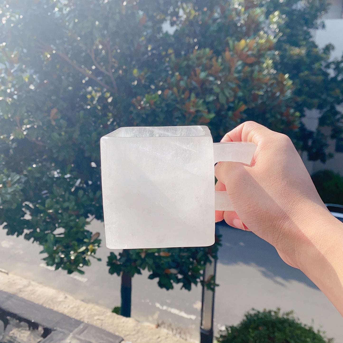 Natural Crystal Hand Carved Square Mug Cup (Free Shipping)