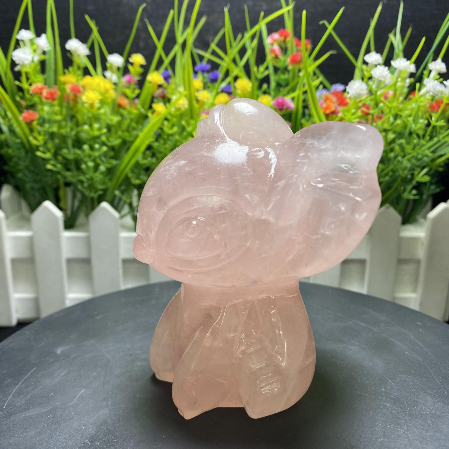 Hand Engraved Rose Quartz Stitch Decorative Gift