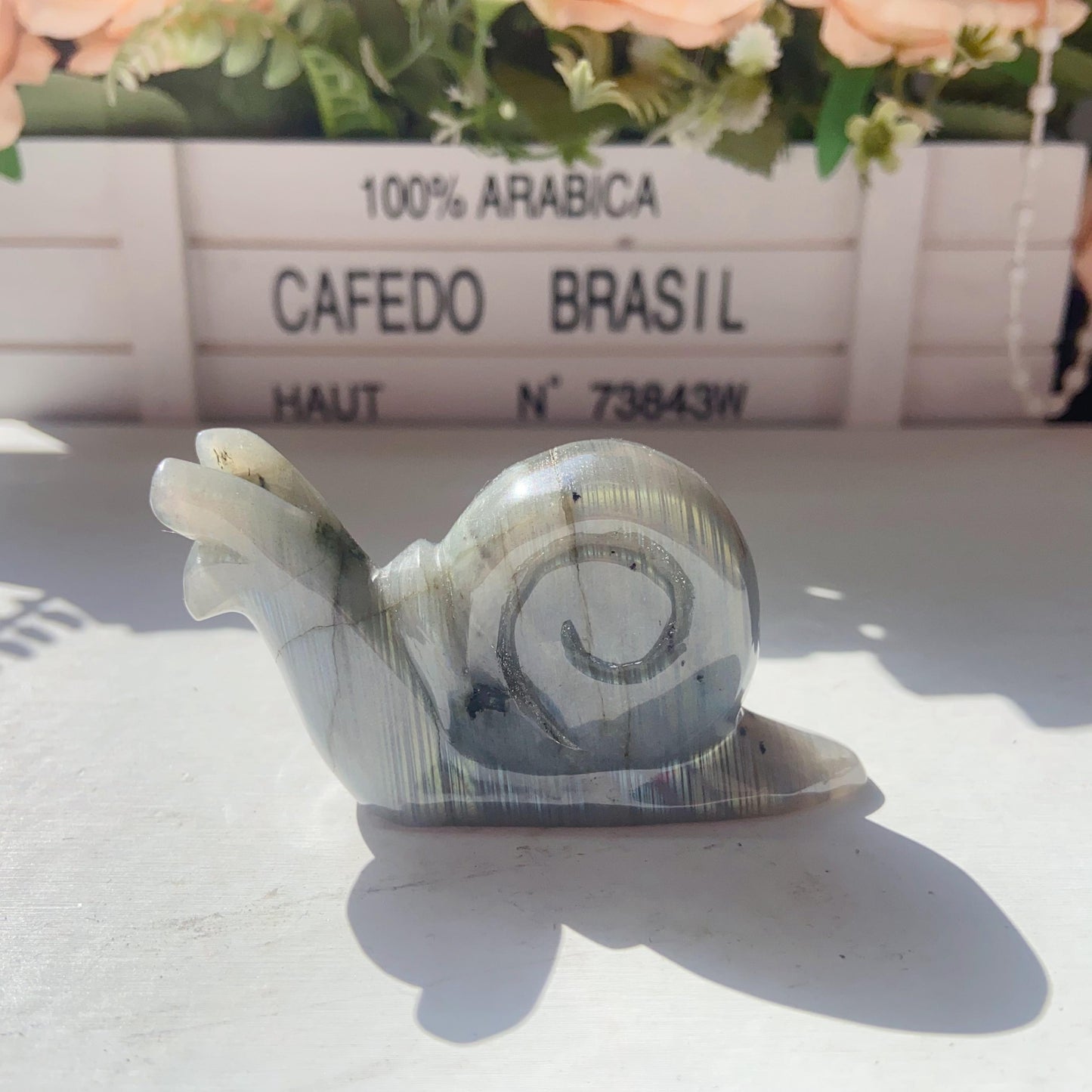 Hand Carved Snail In Different Materials For Decoration And Gift