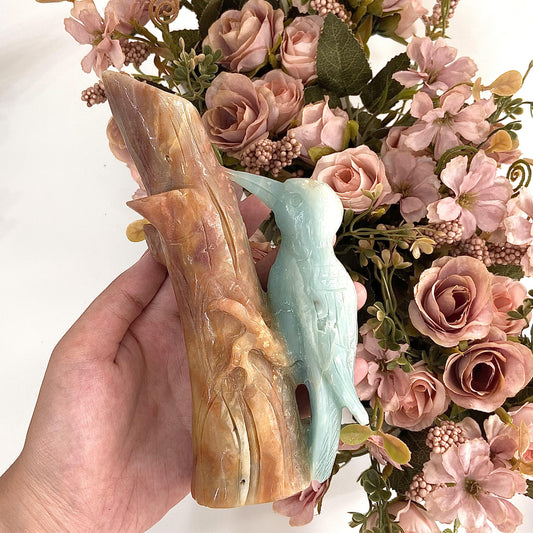 Amazonite Bird On Branch Crafts Home Decor