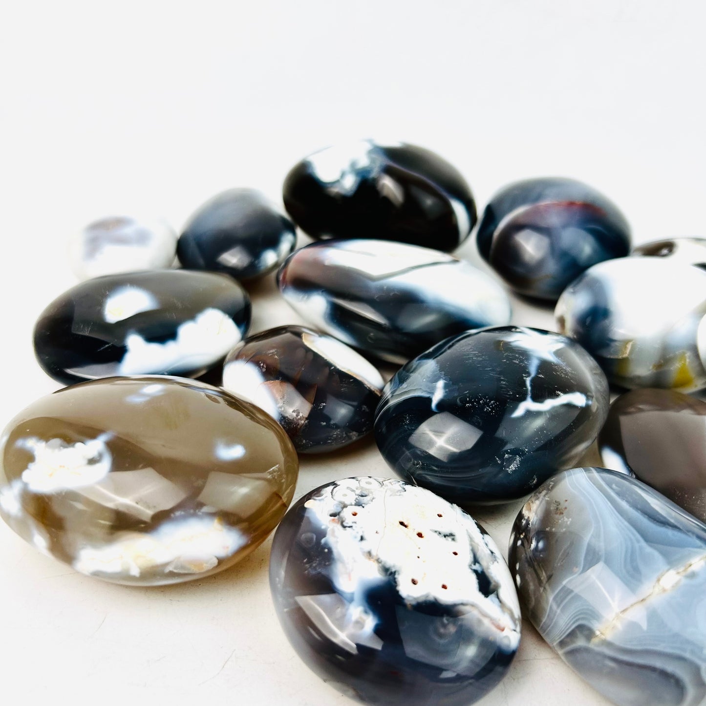 New Arrivals Orca Agate Palm Stones