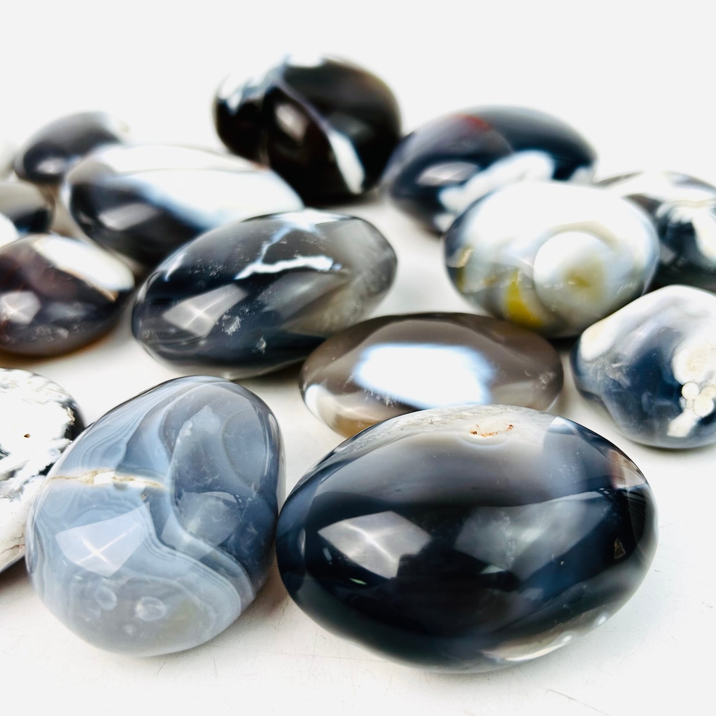 New Arrivals Orca Agate Palm Stones