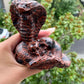 Red Obsidian Snake Statue Hand Carved Healing Crystal Gem Animal Statue