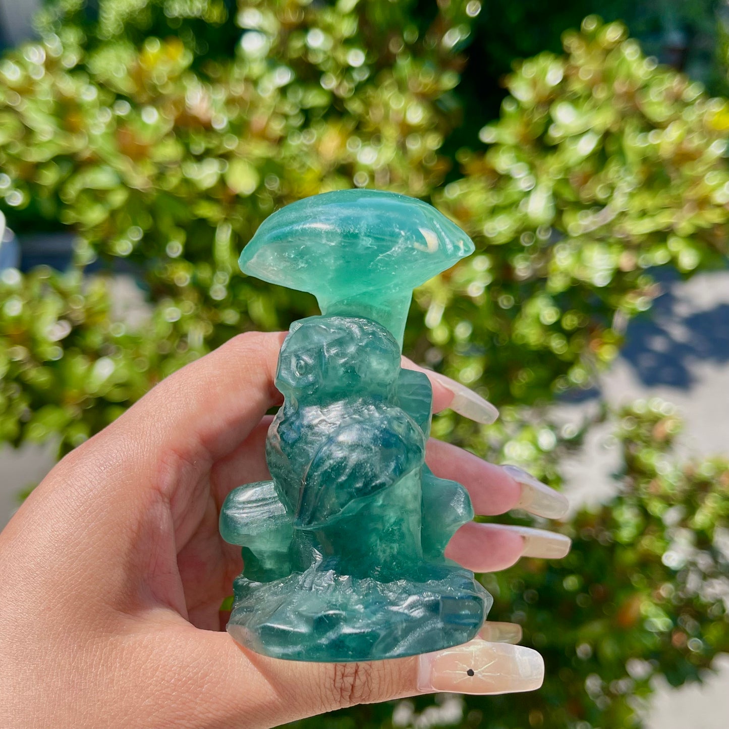 Fluorite Owl With Mushroom