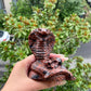 Red Obsidian Snake Statue Hand Carved Healing Crystal Gem Animal Statue