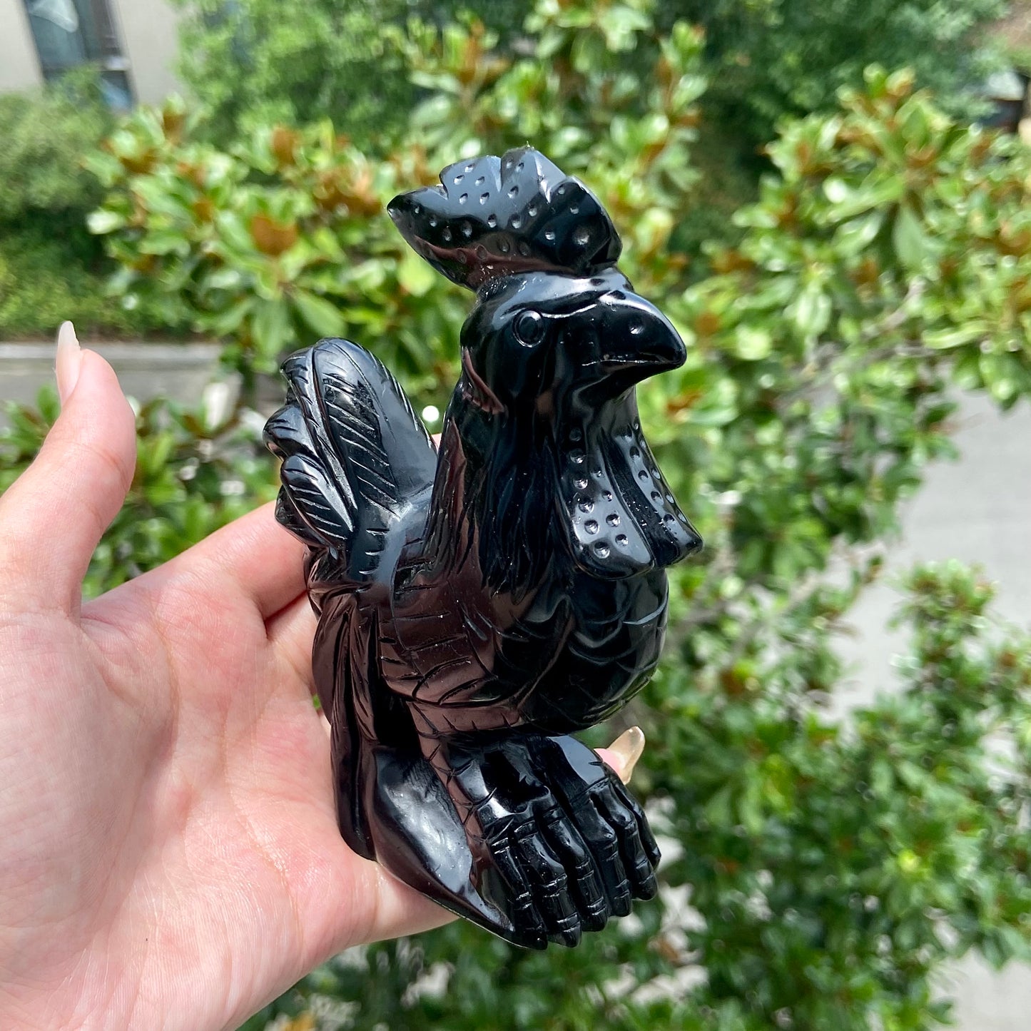 Hand Carved Obsidian Rooster Ousewarming Gift Figurine Animal Spirit Totem Reiki Gemstone