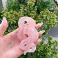 Rose Quartz Snake Statue Hand Carved Healing Crystal Gem Animal Statue