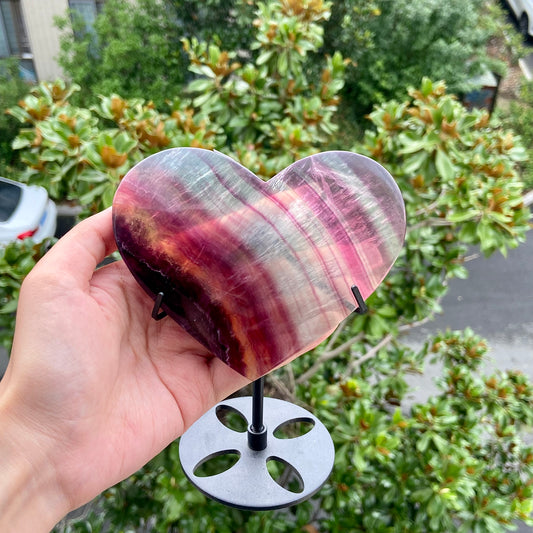 Natural Fluorite Heart Reiki Healing Stone Home Decoration