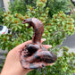 Red Obsidian Snake Statue Hand Carved Healing Crystal Gem Animal Statue