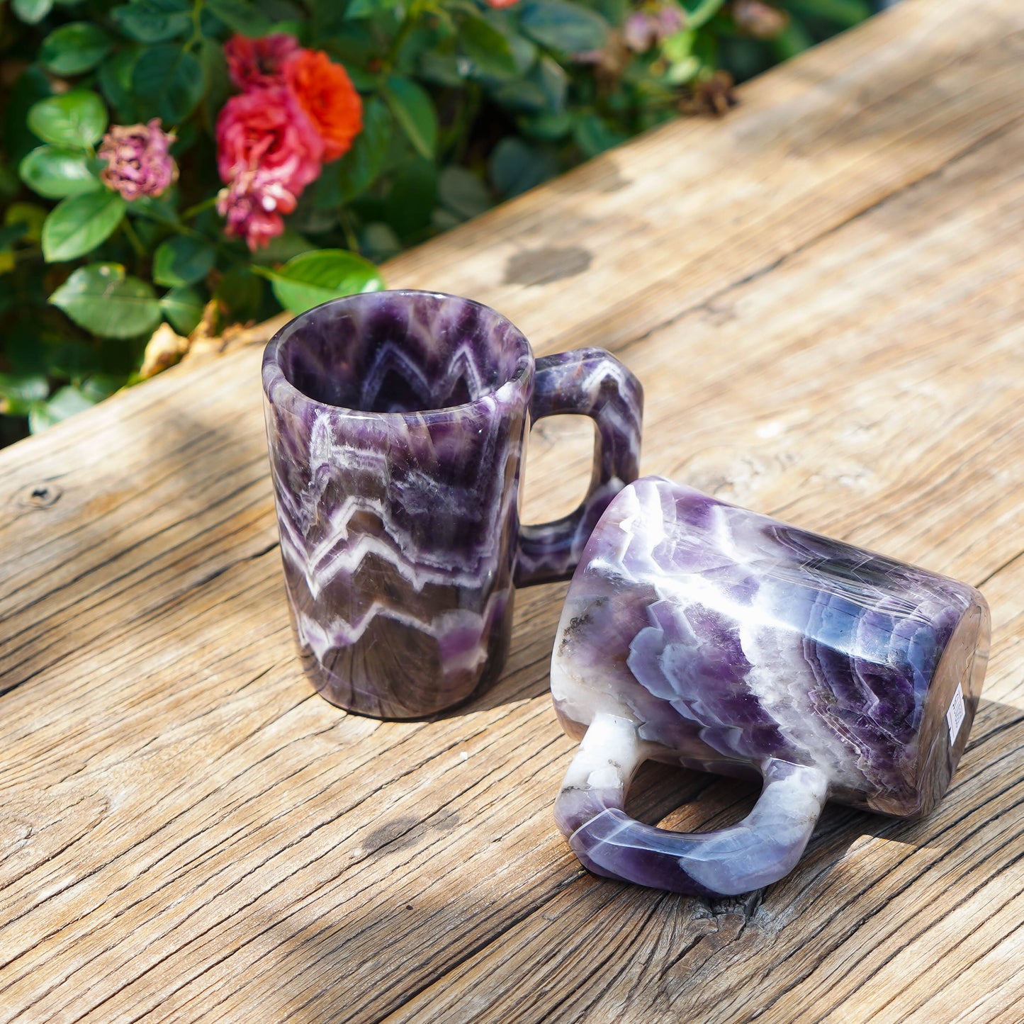 Dream amethyst hand-carved cups with base, mugs, coffee mugs, cocktail glasses, window decorations