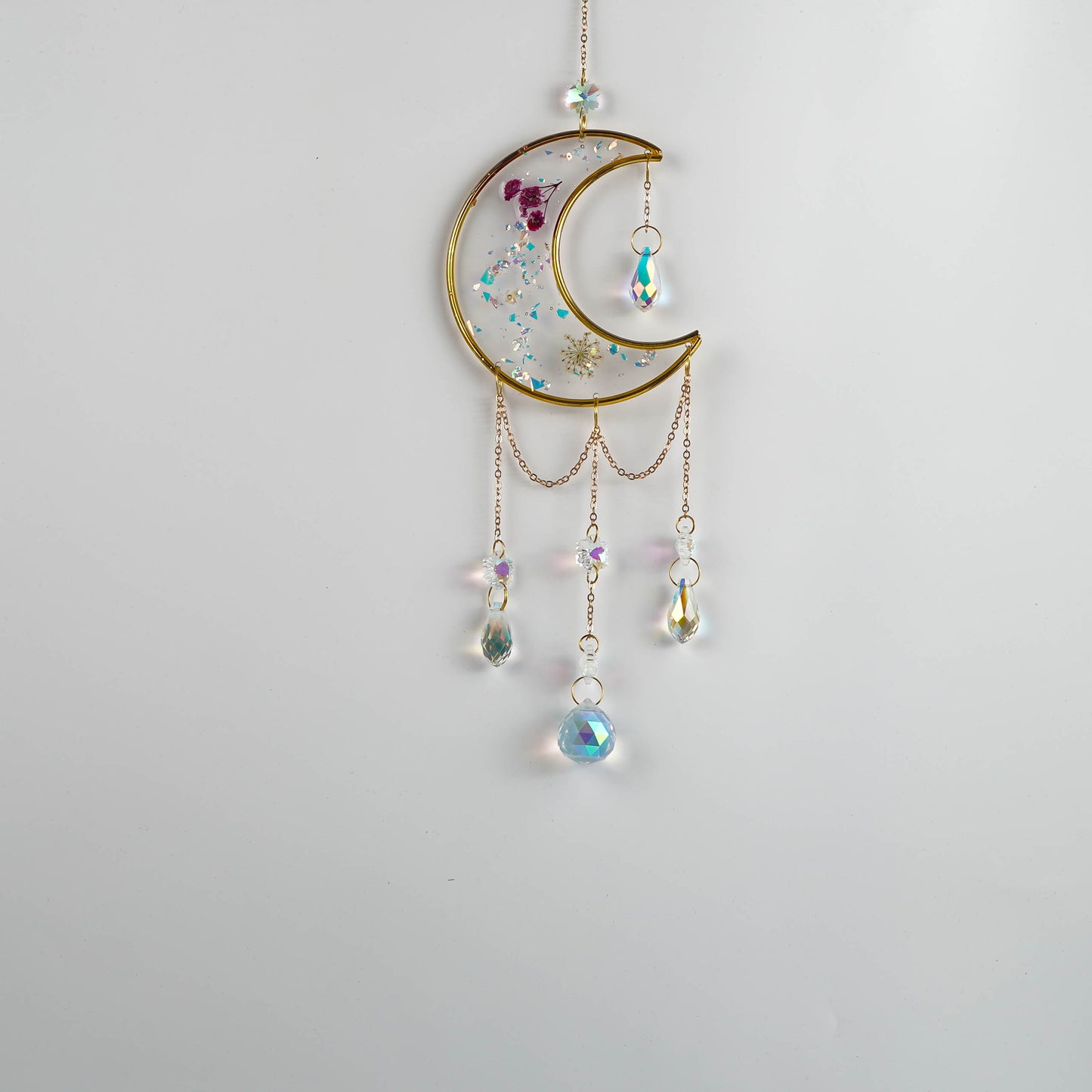 Suncatcher Moon shape Catcher Glass Pendant for Chandeliers, Garden, Christmas Tree Decoration