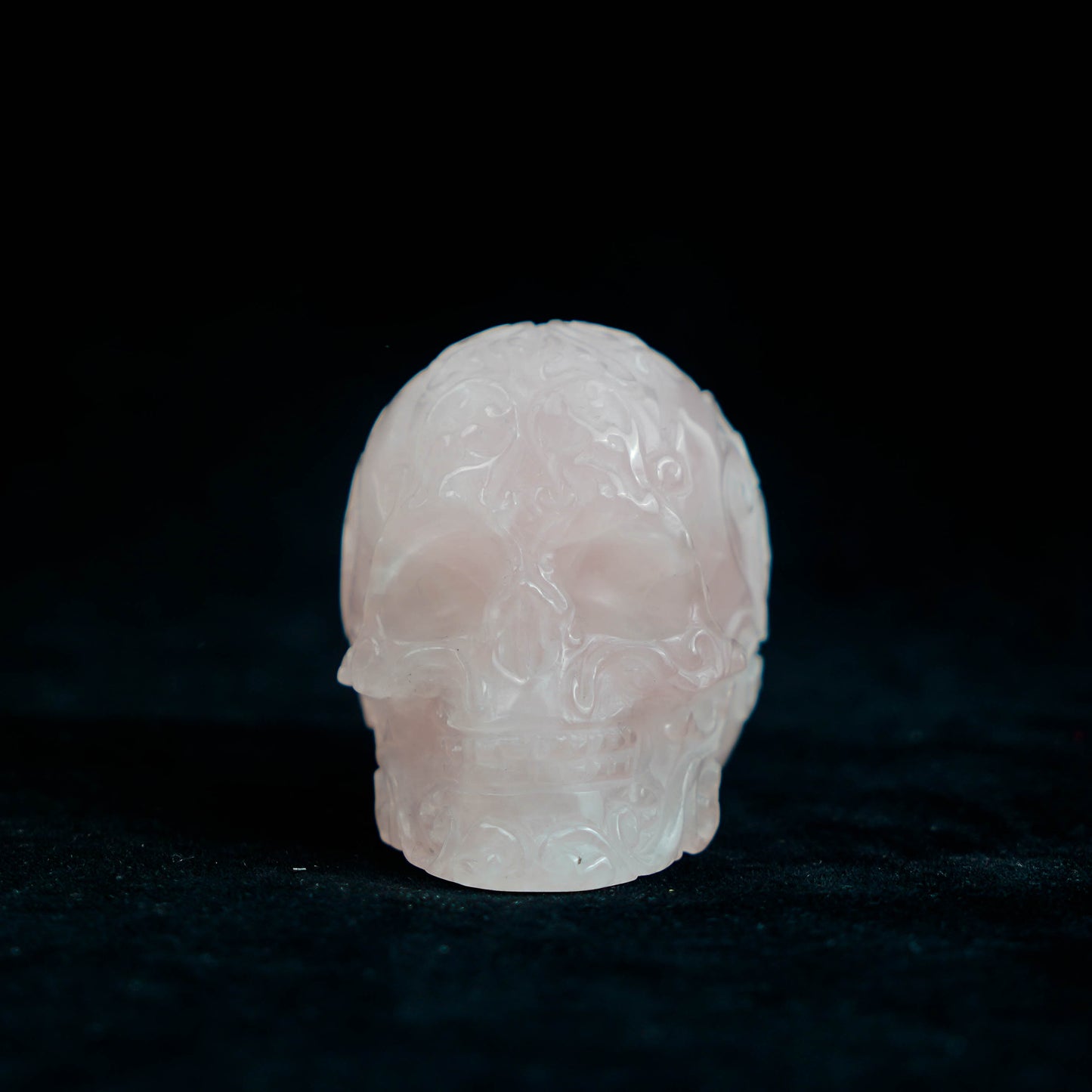 Rose Quartz Hand-Made Skull With Exquisite Pattern