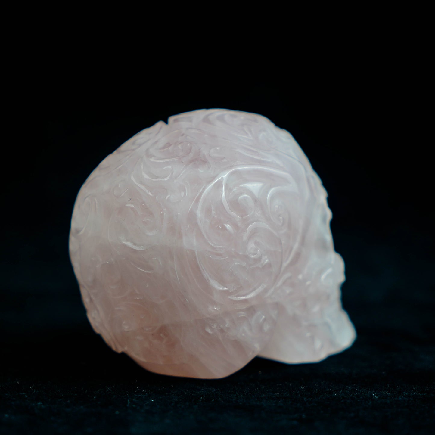 Rose Quartz Hand-Made Skull With Exquisite Pattern