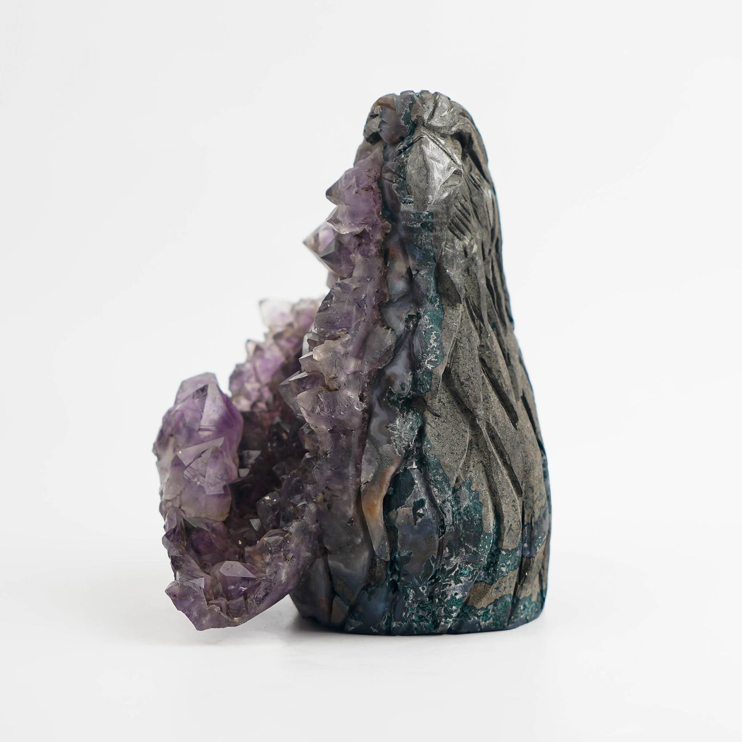 Amethyst Cluster Hand-Carved Eagle