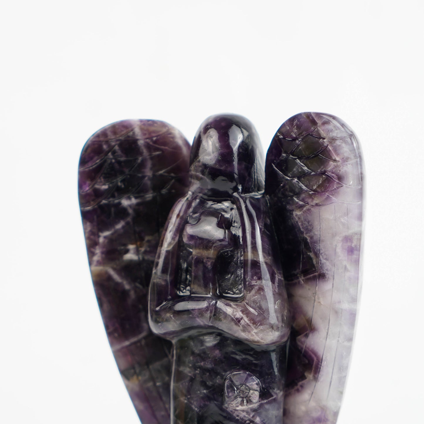 Amethyst angel with flower by hand carved