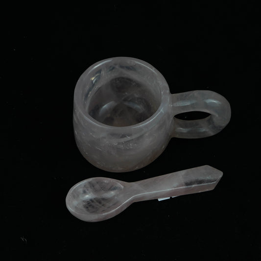 Rose Quartz Hand Carved Mug Cup For Coffee And Tea