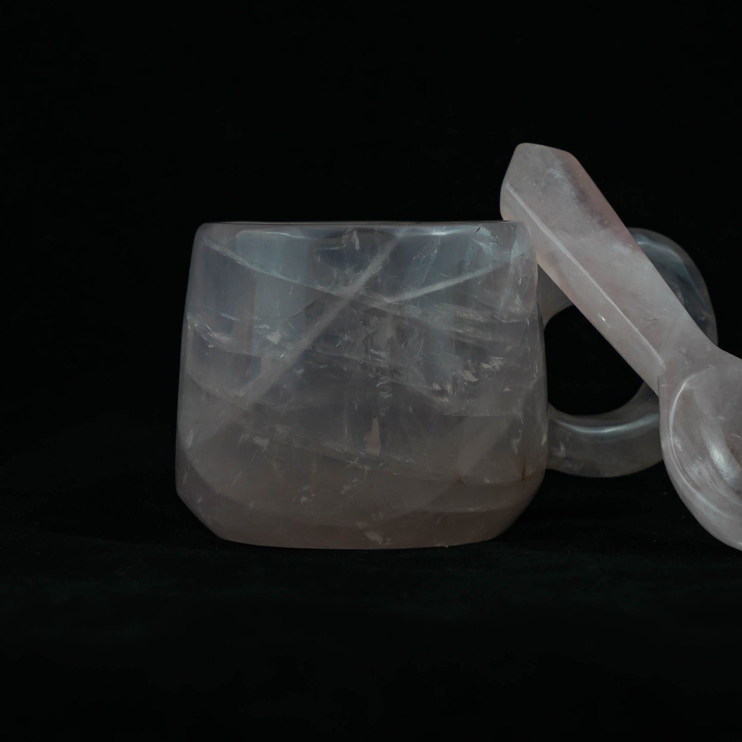 Rose Quartz Hand Carved Mug Cup For Coffee And Tea