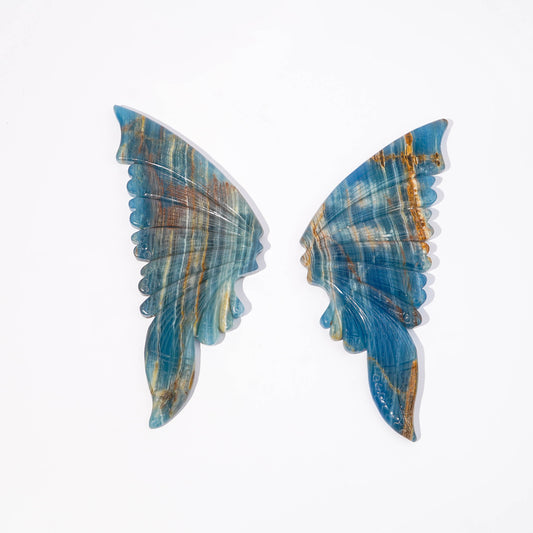 Natural Hand Carved Blue Onyx Fly Wings