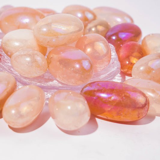 New Arrivals Aura Rose Quartz Tumble Stone