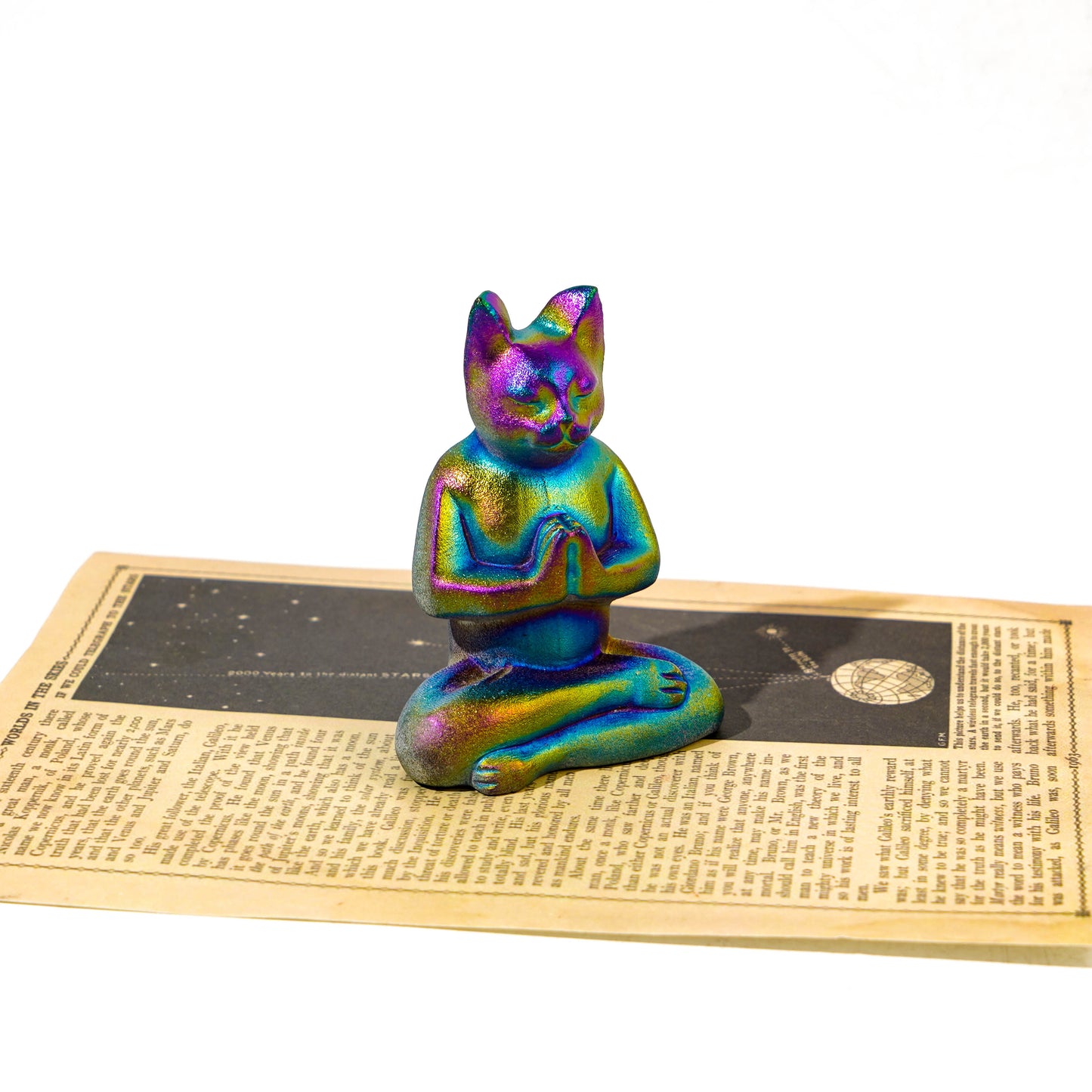 Aura Obsidian Hand Carved Meditate Cat