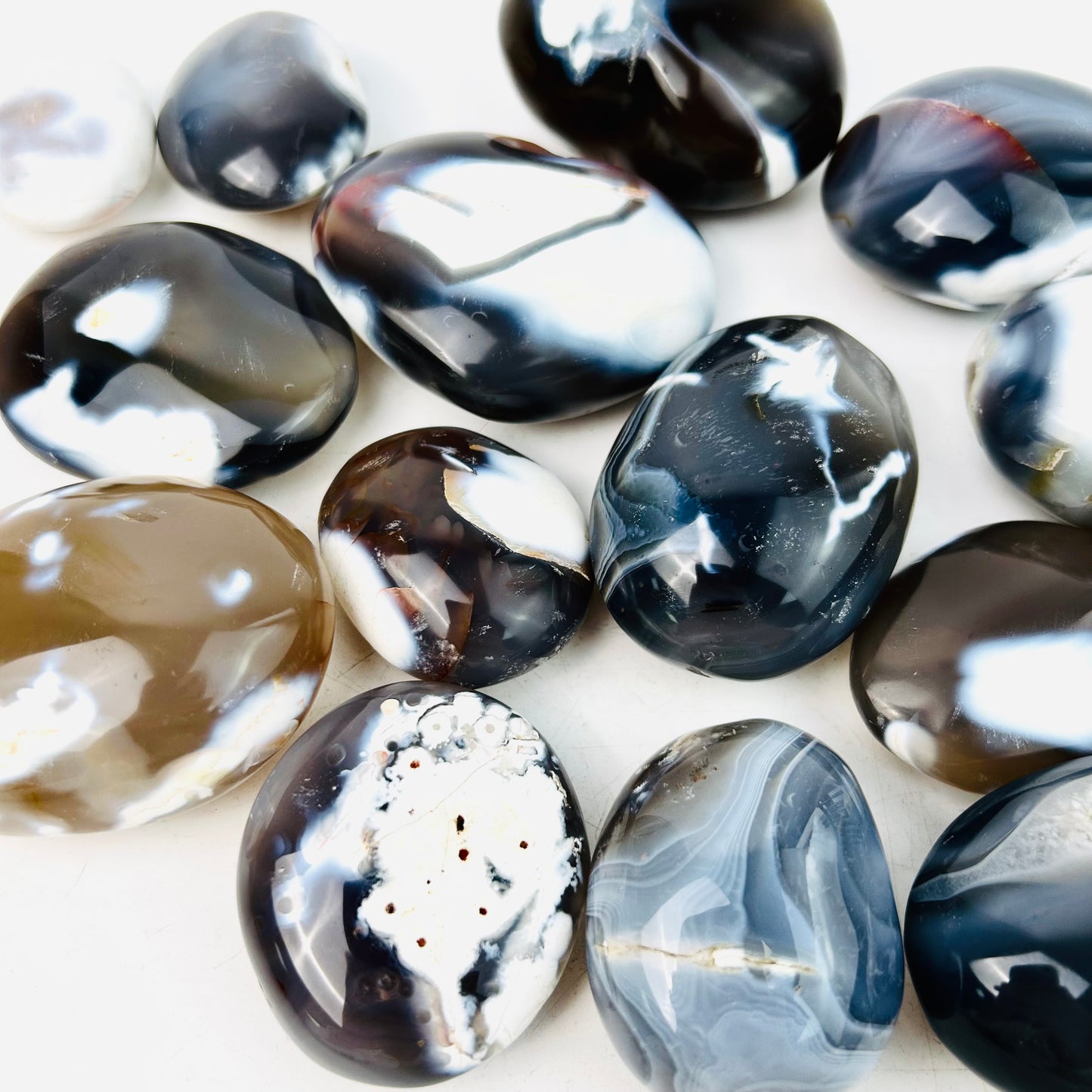 New Arrivals Orca Agate Palm Stones