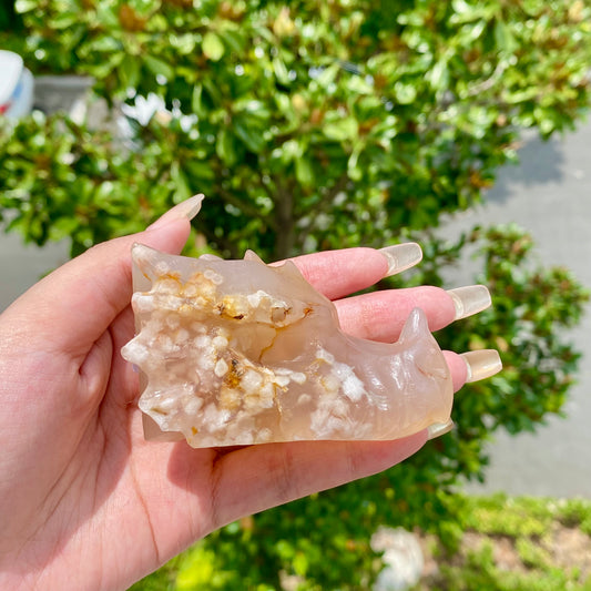 Flower agate Dragon Skull