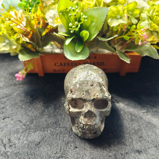 Hand Carved Pyrite Skull For Decoration And Gift