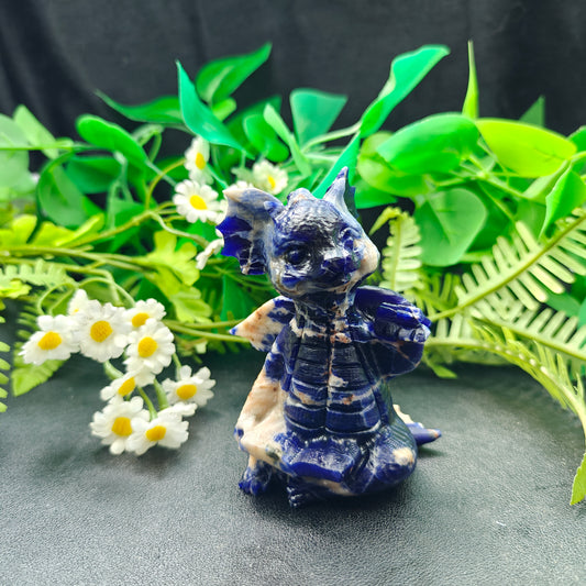 Hand Carved Sodalite Fly Dragon For Decoration And Gift