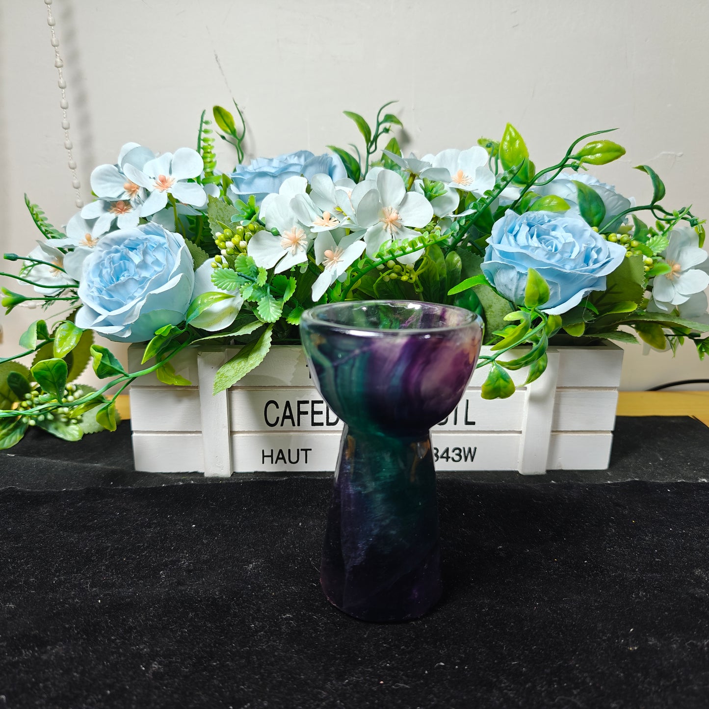 Hand Carved Rainbow Fluorite Cup For Decoration And Gift