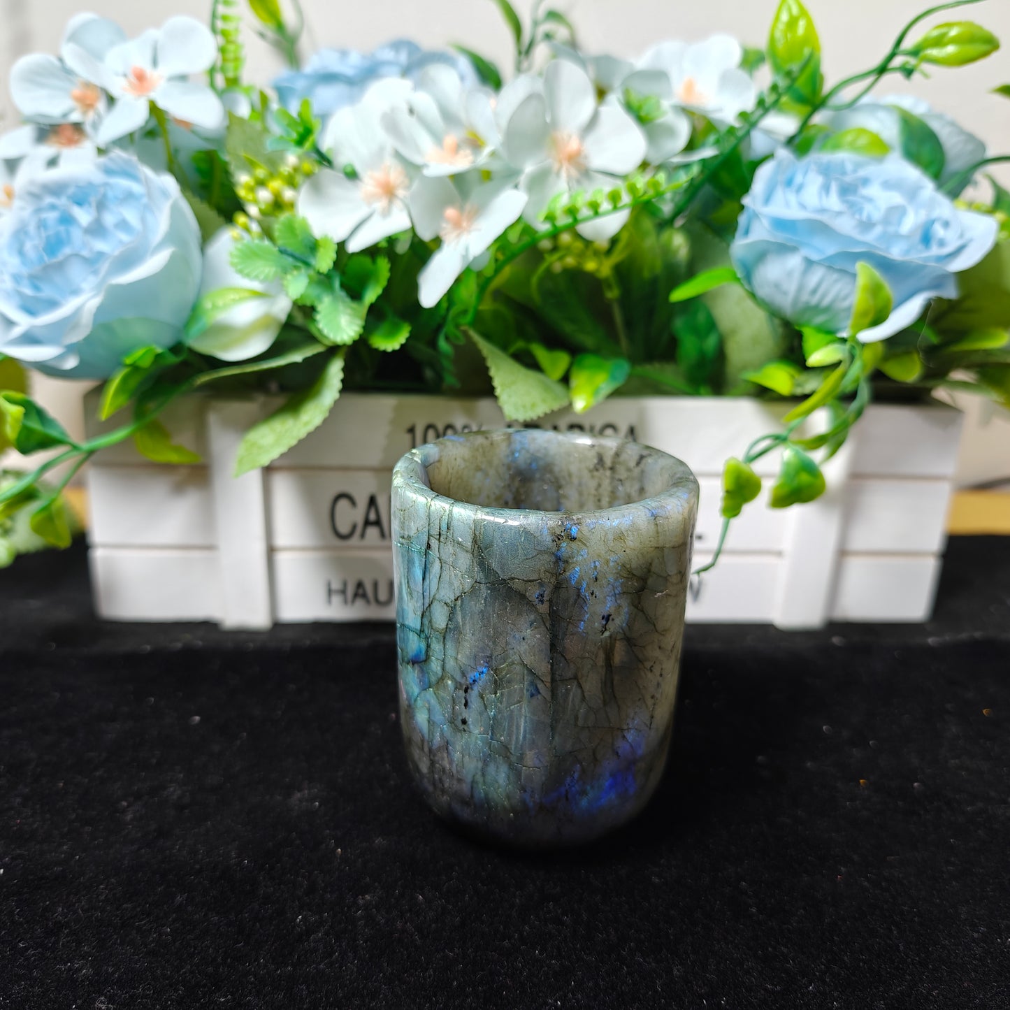 Hand Carved Labradorite Cup For Decoration And Gift