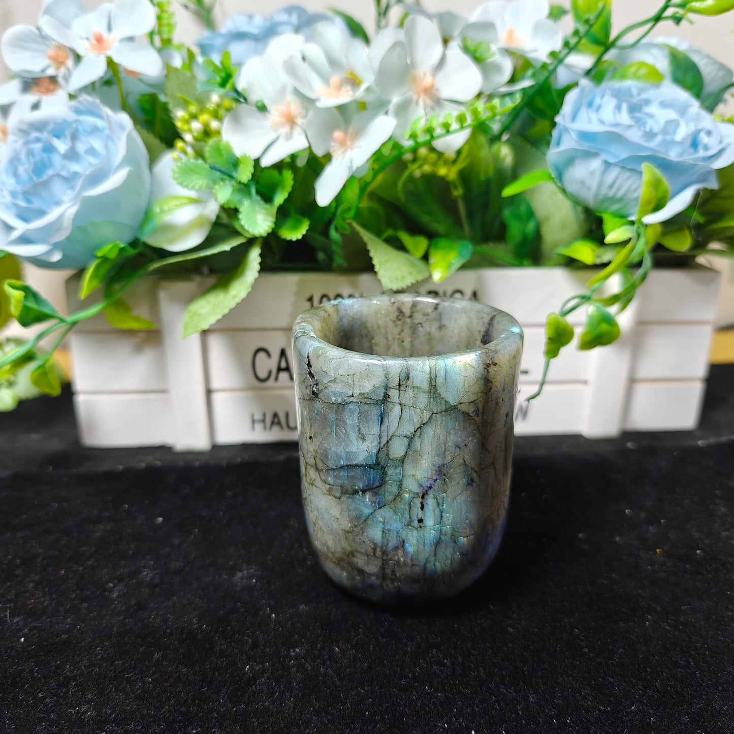 Hand Carved Labradorite Cup For Decoration And Gift