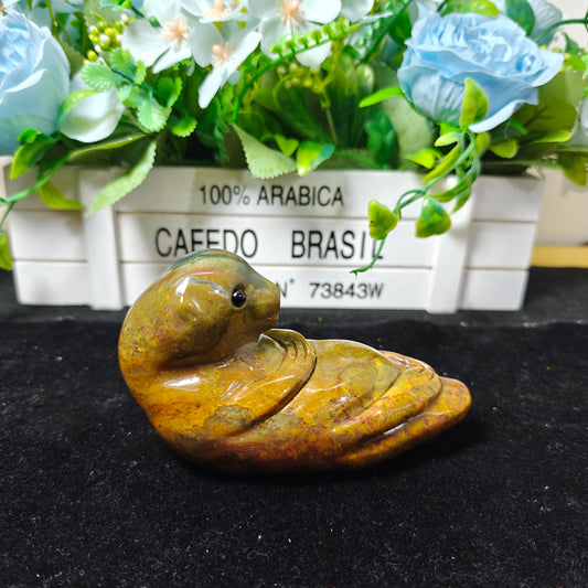 Hand Carved Ocean Jasper Otter For Decoration And Gift